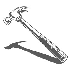 Classic claw hammer with a strong shadow isolated on a white background