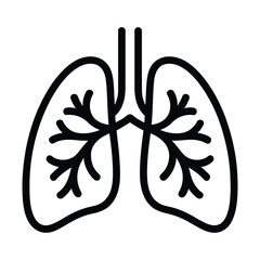 Lungs Icon, Vector, Illustration, Icon, Outline, Line Art, Silhouette, Logo, White Background.