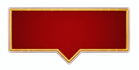 Blank Red Speech Bubble with Gold Border for Creative Design Use