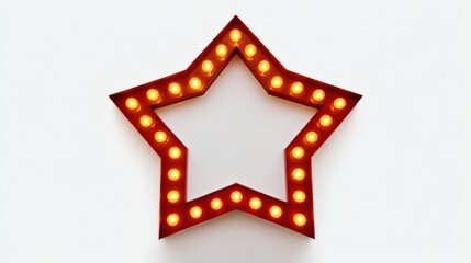 Bright Decorative Star with Lights on a Plain Background
