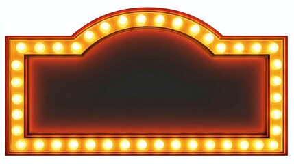 Vintage Theater Marquee Sign with Bright Light Bulbs and Empty Space