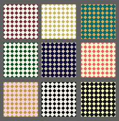 Diamond Rhythm &ndash; 9-Tile Seamless Pattern Grid Featuring Geometric Motifs in Elegant Colorways for Textile, Wallpaper, and Digital Decor