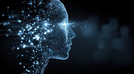 Explore groundbreaking AI brain power with this stunning futuristic headshot, perfect for technology, research, and innovation campaigns, featuring a modern digital aesthetic