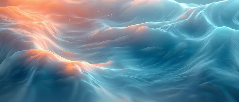Fond Abstrait Th&eacute;matique Eau avec Vagues Fluides et Reflets Lumineux