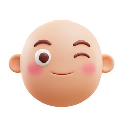 Fototapeta premium 3D cartoon bald head winking character
