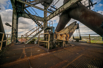 Abandoned Heavy Industrial Ruins with Large Blast Furnace in Steelworks