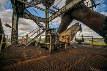 Abandoned Heavy Industrial Ruins with Large Blast Furnace in Steelworks