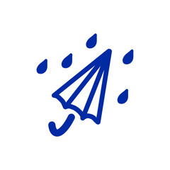 Umbrella and Rain Icon &ndash; 傘と雨のアイコン（梅雨・天気・モノクロ）	