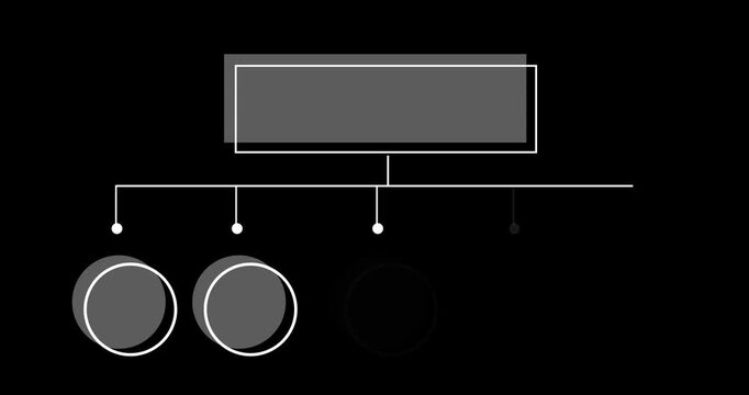 Infographic glowing hologram with empty space for text 4K bg. Business hierarchy squares chart. Workflow flowchart algorithm display. Employee management scheme for organizations. Role assignment.

