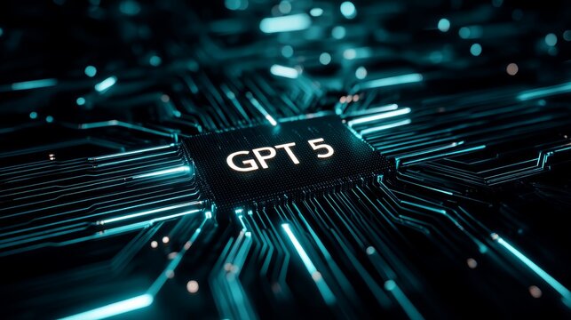 GPT 5 Chip on Circuit Board with Blue Light