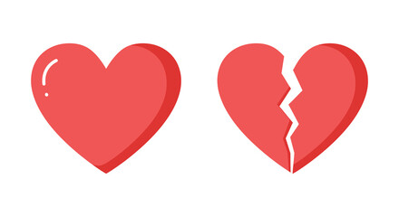 Whole Heart and Broken Heart Illustration Representing Love and Loss