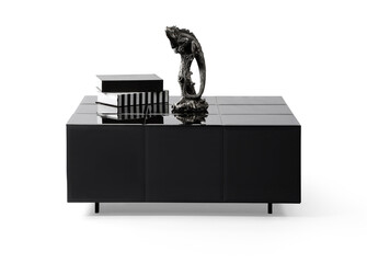 classic coffee table with decoration isolated on white background .