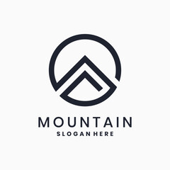 Minimalist geometric mountain peak logo design