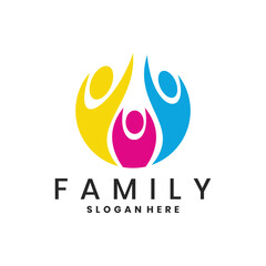 Family logo with abstract human figures forming unity and support
