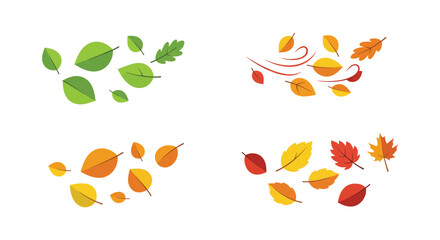 Autumn Leaves Collection Flat Design Illustration