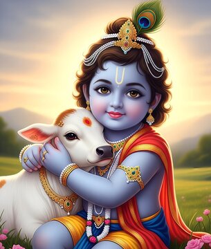 professional, iconic, and high-quality image of Lord Bal Krishna. Vibrant Gopalkala Dahi Handi 2025 Krishna Janmashtami Festival