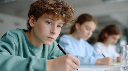 Fototapeta premium Colorful uniformed high school students engaging in activities at campus vibrant atmosphere youthful spirit