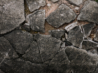 Cracked Concrete Floor with Chunky Fractures Texture Background.