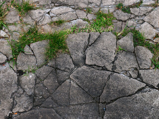 Cracked Concrete Floor with Chunky Fractures Texture Background.