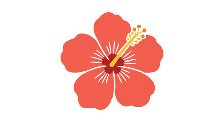 Single Red Hibiscus Flower Illustration