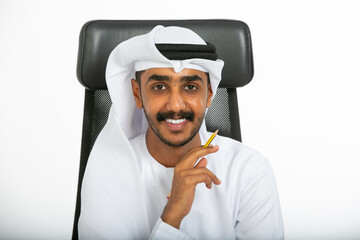 Arab man thinking.