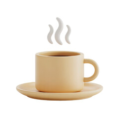 3d rendered illustration of a coffee cup and saucer with steam isolated on transparent background