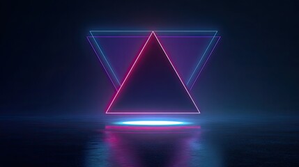 Hypnotic neon geometric shapes pulse with vibrant pink and blue light over a shimmering water surface, creating a futuristic, abstract backdrop for your creative projects.