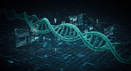 DNA Strand with Futuristic Interface Science Concept.