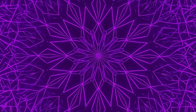 Abstract purple pattern with neon lines forming a mesmerizing kaleidoscopic design