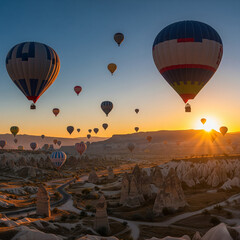 Obraz premium Hot air balloons over Cappadocia at sunrise