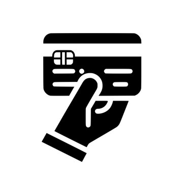 recommend clip art: Hand holding a credit card black vector icon 