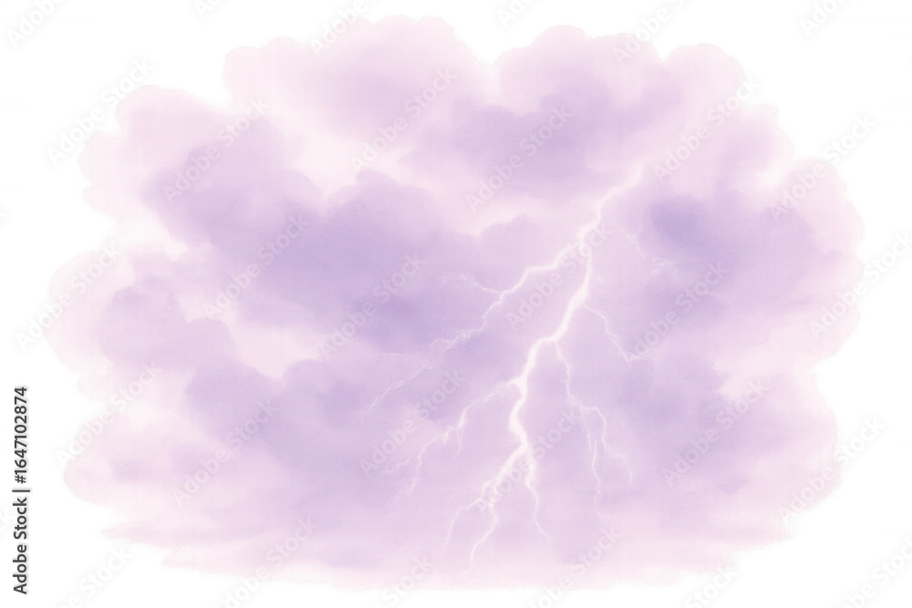Poster cumulonimbus cloud is illuminated by a lightning strike, creating a dramatic scene against a transpa