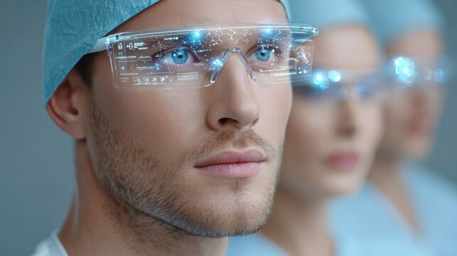 Robotic surgery in progress with transparent ar technology in modern operating room environment for enhanced precision and visualization