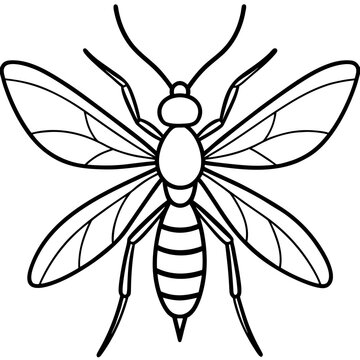 black and white wasp insect clip art preview