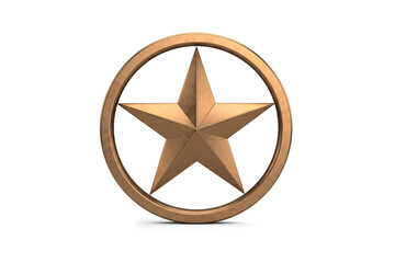 3d Rendering of Framed Bronze Star Isolated on White Background