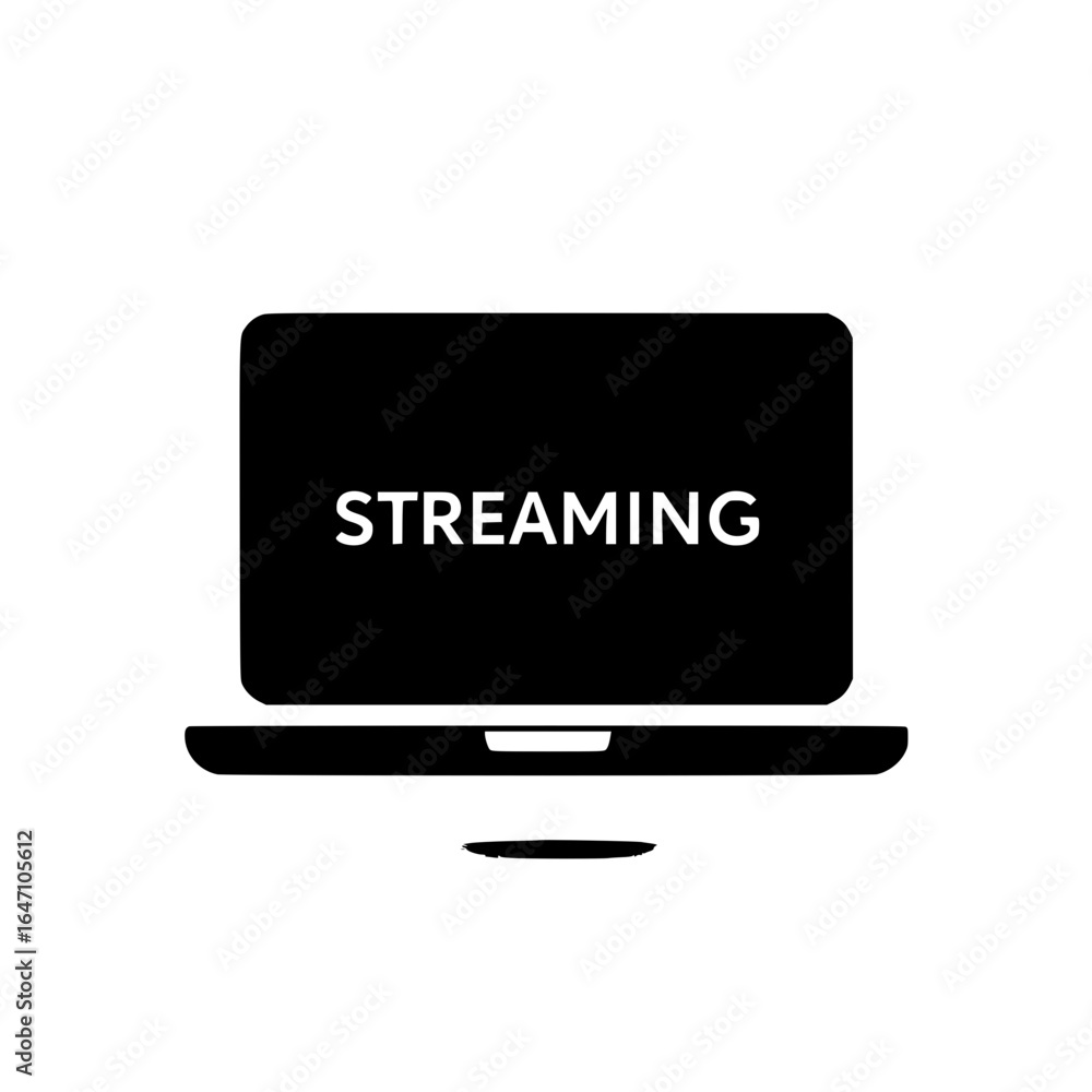 Poster laptop symbol with streaming notification for online video playback and web broadcast