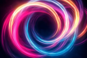 Neon light trails creating vivid circle high resolution picture