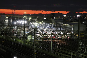 夕焼けと電車