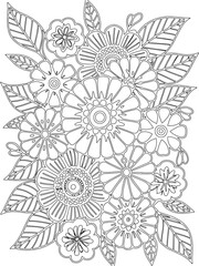 Zentangle flowers coloring pages for adults and kids