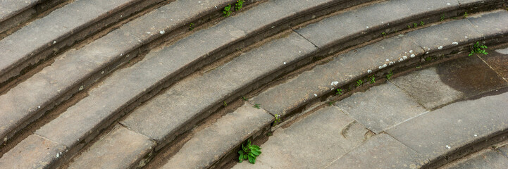 Panoramic image. Half round stairs steps