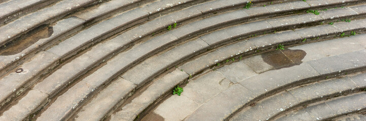 Panoramic image. Half round stairs steps
