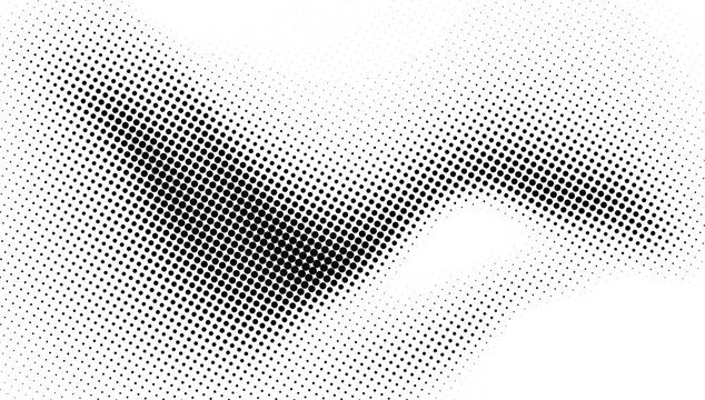 Flowing halftone wave pattern in black and white.