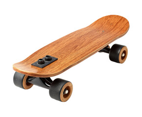 Wooden skateboard design for urban transport and recreation. Cut out PNG