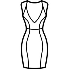Bodycon dress line art vector