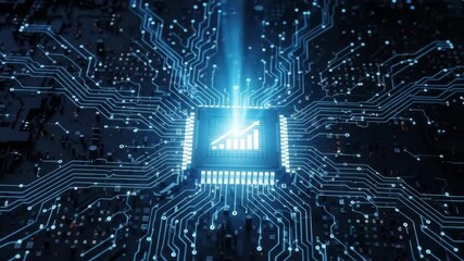 Data Growth: CPU Chip with Ascending Graph, Futuristic Tech Visualization - Powered by Adobe