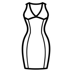 Bodycon dress line art vector