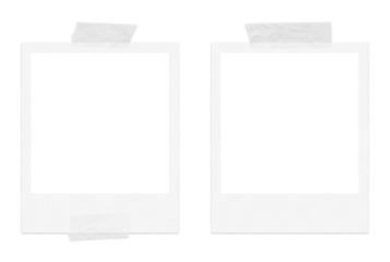 two instant camera polaroid photo frame templates with tape strips, extracted, graphics, png with no background
