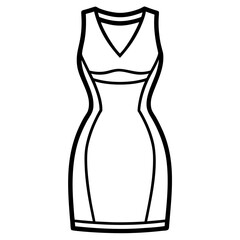 Bodycon dress line art vector