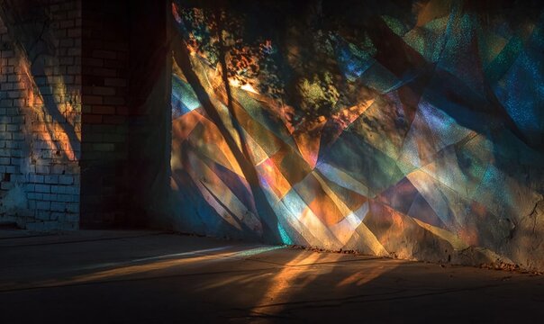 MURALLE URBANA ASTRATTA CON GIOCHI DI LUCE E OMBRE