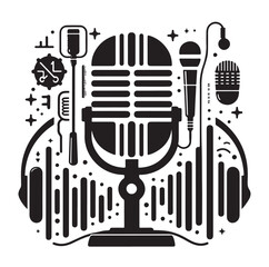 microphone  silhouette, isolated on a white background 